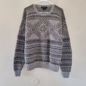 Faconnable Sweater Mens Crewneck 100% Wool Size Medium Brown Nordic Thermal